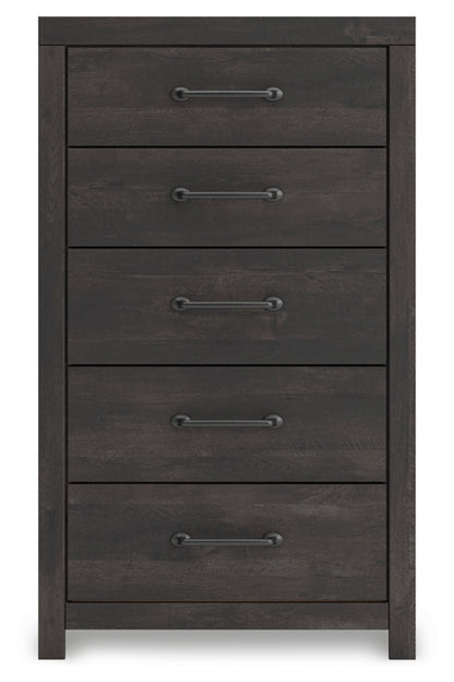 Hollivern Queen Panel Bed, Dresser, Mirror and Chest