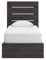 Hollivern Twin Panel Bed with Storage, Dresser and Mirror