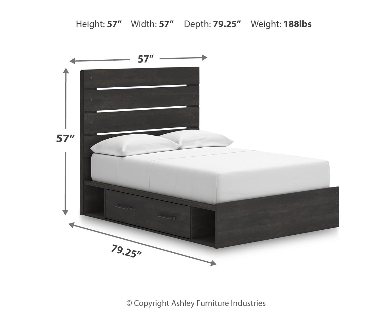 Delmorta Full Panel Storage Bed