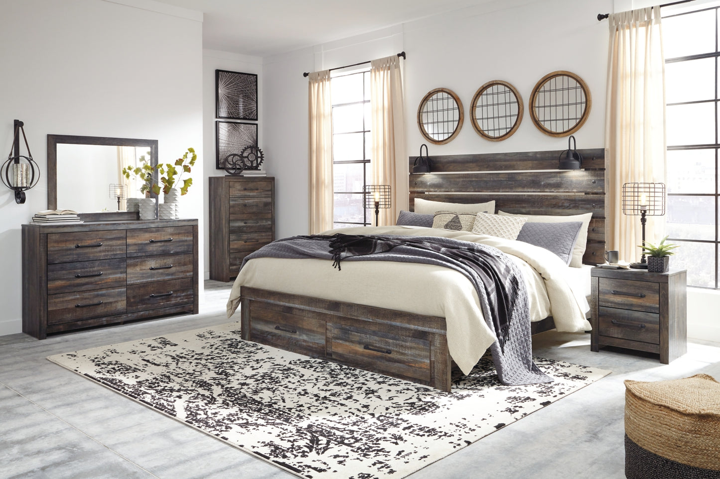 Drystan King Panel Bed with 2 Storage Drawers