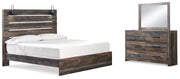 Drystan King Panel Bed with Mirrored Dresser