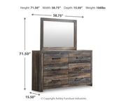 Drystan King Bookcase Bed with 4 Storage Drawers with Mirrored Dresser and Chest