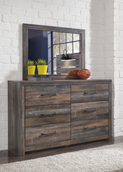 Drystan Full Panel Bed with 4 Storage Drawers, Dresser, Mirror and Chest