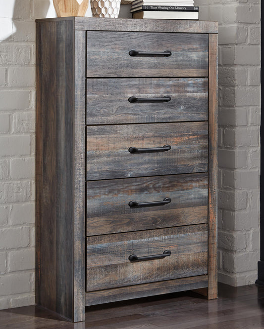 Drystan Queen Panel Bed with Mirrored Dresser, Chest and Nightstand