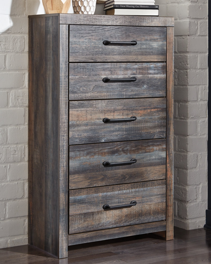 Drystan King Panel Bed, Dresser, Mirror, Chest and Nightstand