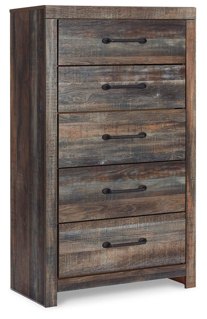 Drystan Queen Bookcase Bed, Dresser, Mirror, Chest and Nightstand