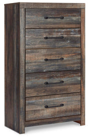 Drystan King Bookcase Bed with 2 Storage Drawers with Mirrored Dresser and Chest