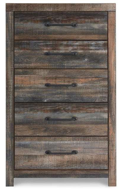 Drystan King Bookcase Bed with 2 Storage Drawers with Mirrored Dresser and Chest