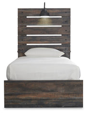 Drystan Twin Panel Bed with 4 Storage Drawers, Dresser, Mirror and Chest