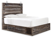 Drystan Queen Panel Bed with 2 Storage Drawers, Dresser, Mirror and Chest