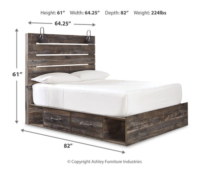 Drystan Twin Panel Bed with 2 Storage Drawers with Mirrored Dresser, Chest and Nightstand