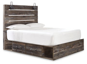 Drystan Queen Panel Bed with 4 Storage Drawers, Dresser, Mirror and Chest