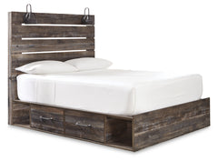 Drystan Twin Panel Bed with 2 Storage Drawers with Mirrored Dresser, Chest and Nightstand