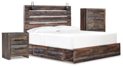 Drystan Queen Panel Bed with Storage, Chest and Nightstand