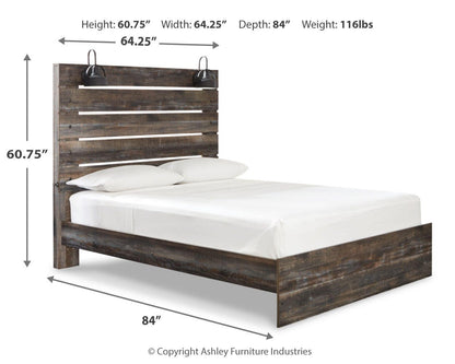 Drystan Queen Panel Bed with Mirrored Dresser