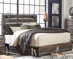 Drystan King Panel Bed with 2 Storage Drawers, Dresser, Mirror, Chest and Nightstand