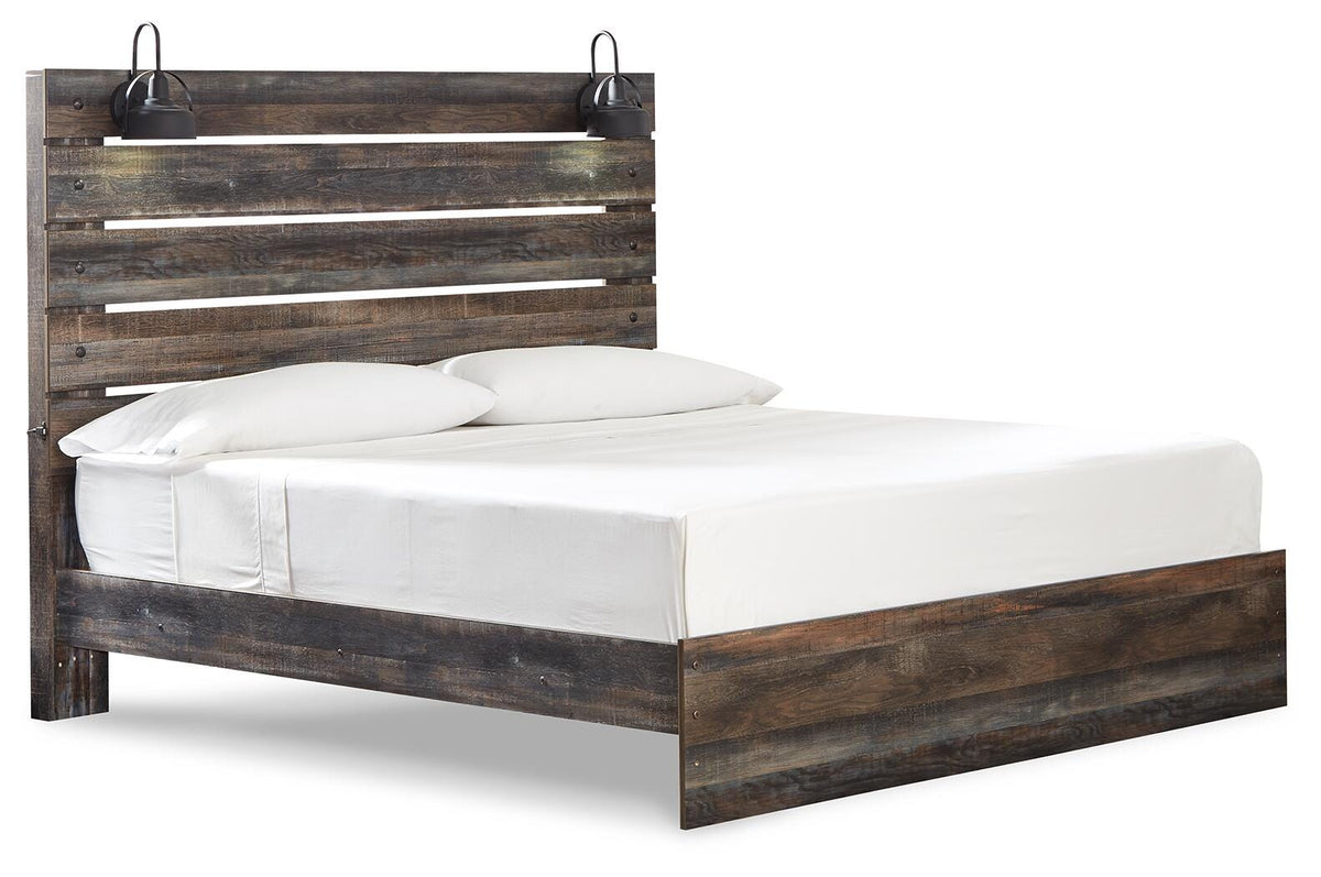 Drystan King Panel Bed with Mirrored Dresser