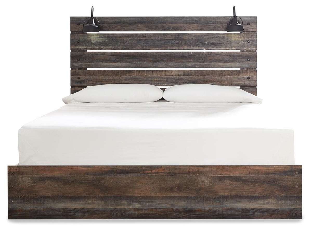 Drystan King Panel Bed with Mirrored Dresser