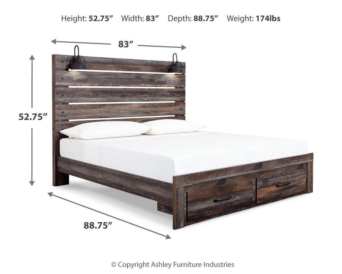Drystan King Panel Bed with 2 Storage Drawers