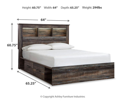 Drystan Queen Bookcase Bed with 4 Storage Drawers