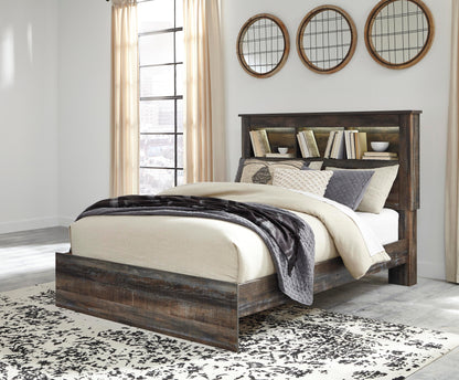 Drystan Queen Bookcase Bed, Dresser, Mirror, Chest and Nightstand