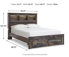 Drystan Queen Bookcase Bed with 2 Storage Drawers
