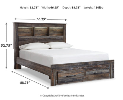 Drystan Queen Bookcase Bed with 2 Storage Drawers