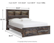 Drystan Queen Bookcase Bed with 2 Storage Drawers with Mirrored Dresser