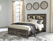 Drystan Queen Bookcase Bed with 2 Storage Drawers with Mirrored Dresser