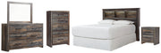 Drystan Queen Bookcase Headboard, Dresser, Mirror, Chest and Nightstand