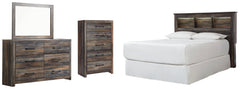 Drystan Queen Bookcase Headboard, Dresser, Mirror and Chest