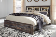 Drystan King Bookcase Bed with 2 Storage Drawers with Mirrored Dresser and Chest