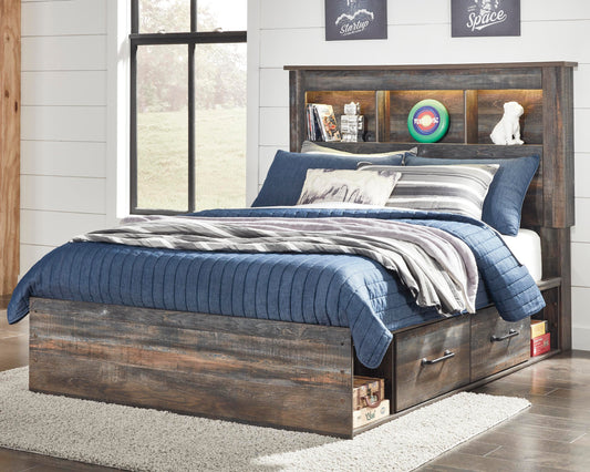 Drystan Full Bookcase Bed with 2 Storage Drawers with Mirrored Dresser