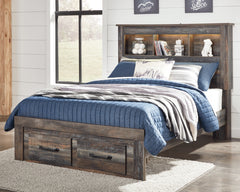 Drystan Full Bookcase Bed with 2 Storage Drawers, Dresser, Mirror and Chest