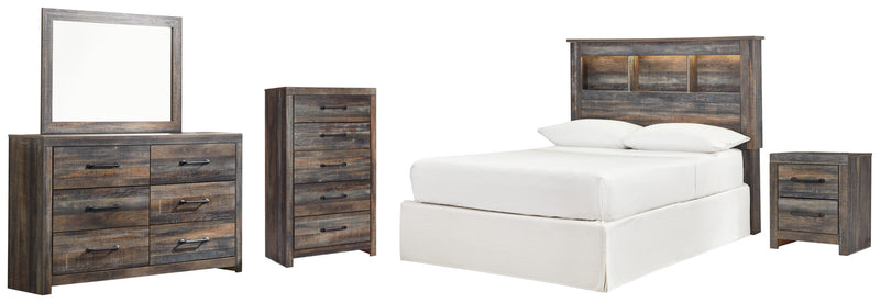 Drystan Full Bookcase Headboard, Dresser, Mirror, Chest and Nightstand