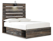 Drystan Full Panel Bed with 2 Storage Drawers with Mirrored Dresser and Chest