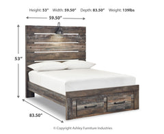 Drystan Full Panel Bed with 2 Storage Drawers