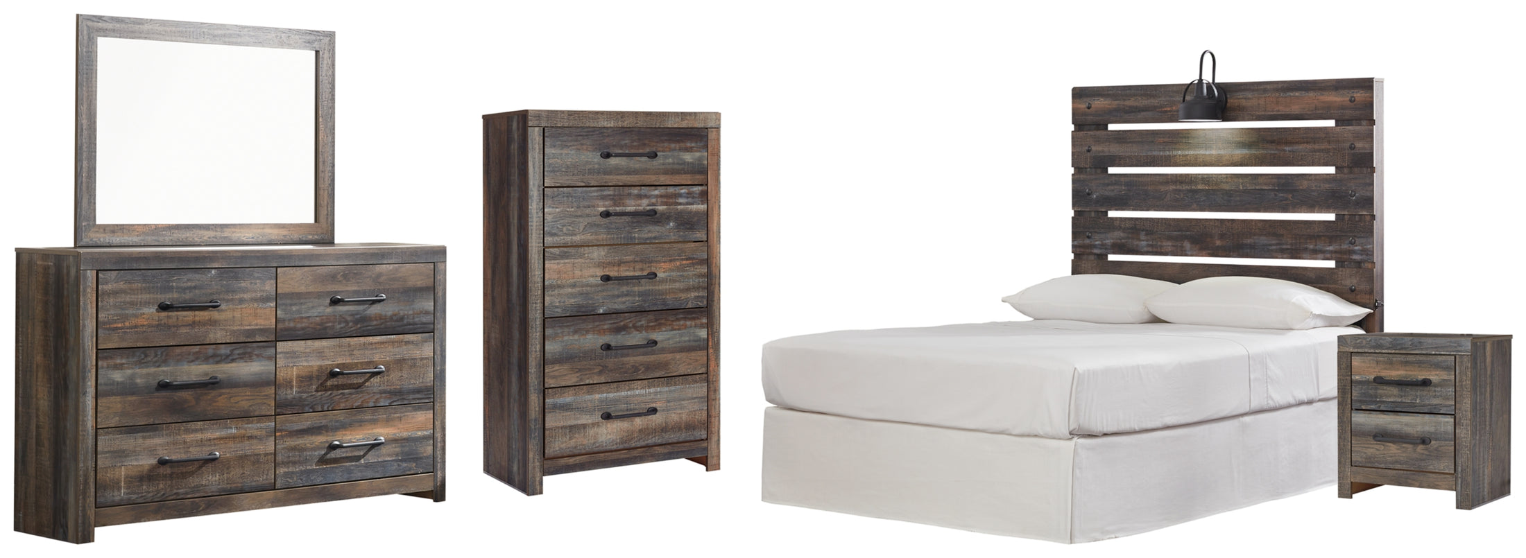Drystan Full Panel Headboard, Dresser, Mirror, Chest and Nightstand