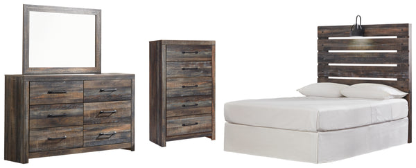 Drystan Full Panel Headboard, Dresser, Mirror and Chest