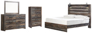 Drystan King Panel Bed, Dresser, Mirror and Chest