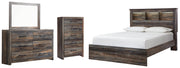 Drystan Queen Bookcase Bed, Dresser, Mirror and Chest