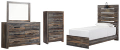Drystan Twin Panel Bed, Dresser, Mirror and Chest