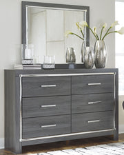 Lodanna Full Upholstered Panel Headboard Bed with Mirrored Dresser, Chest and Nightstand