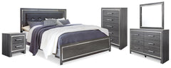 Lodanna King Panel Bed with Mirrored Dresser, Chest and Nightstand