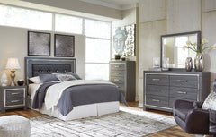 Lodanna Queen/Full Upholstered Panel Headboard Bed with Mirrored Dresser and Chest