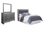 Lodanna Queen/Full Upholstered Panel Headboard Bed with Mirrored Dresser