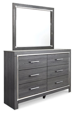 Lodanna Full Upholstered Panel Headboard Bed with Mirrored Dresser