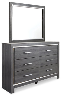 Lodanna Queen/Full Upholstered Panel Headboard Bed with Mirrored Dresser and Chest