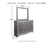 Lodanna Queen Panel Bed with 2 Storage Drawers, Dresser, Mirror and Nightstand