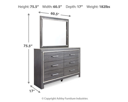 Lodanna Full Panel Bed with 2 Storage Drawers with Mirrored Dresser
